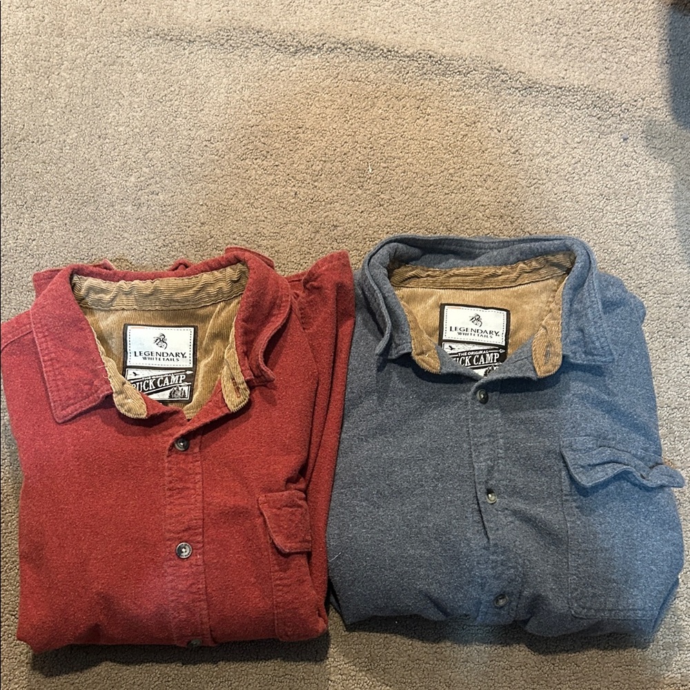 Legendary Whitetails Buck Camp Flannel Shirts - Red and Grey SIZE Large
